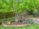 Lush landscaped garden featuring mature shade tree and rock border at 7030 S Fillmore Ct, Centennial, CO 80122