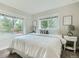 This bedroom is bright with windows on two walls and has neutral carpet and decor at 1615 Osceola St, Denver, CO 80204