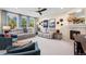 Bright living room featuring a fireplace, comfortable seating, and large windows at 1113 Southbury Pl, Highlands Ranch, CO 80129