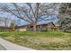 Inviting single-story home with mature trees, a spacious front yard, and a classic brick and wood facade at 7245 W 70Th Ave, Arvada, CO 80003