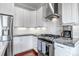 Beautiful kitchen showcasing white cabinets, stainless steel appliances, and subway tile backsplash at 1399 Newton St, Denver, CO 80204