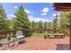 Enjoy outdoor living on this large deck with views of the forest at 173 Silver Cloud Ln, Boulder, CO 80302