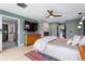 Comfortable main bedroom with fireplace, complemented by a stylish rug and decor at 5859 E Ida Pl, Greenwood Village, CO 80111