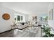 Bright living room boasts large windows, neutral decor, and wood laminate flooring at 1973 Bahama St, Aurora, CO 80011