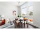 A dining area featuring a modern table, seating for four, and an excellent view of the city at 2880 Zuni St # 309, Denver, CO 80211