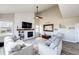 Comfortable living room features a ceiling fan, fireplace, and large windows offering abundant natural light and neighborhood views at 4157 Astrion Ct, Castle Rock, CO 80104