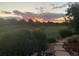 Serene sunset view over the backyard with lush landscaping, a stone path and a peaceful ambiance at 6999 S Tempe Ct, Aurora, CO 80016