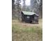 Quaint cabin exterior with green roof, charming rustic details surrounded by trees at 10504 Jackson Creek Rd, Sedalia, CO 80135