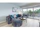 Cozy living room showcasing a comfortable seating area with a view of the balcony through sliding glass doors at 800 N Washington St # 508, Denver, CO 80203