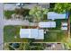 Aerial shot of a home with a large backyard, detached garage, and surrounding greenery, showcasing the property's layout at 310 Jay St, Lakewood, CO 80226