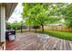 Charming backyard with a wood deck perfect for entertaining and a large tree providing shade at 3111 Troy St, Aurora, CO 80011