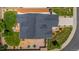 Aerial view of home showcasing the roof, landscaping, and outdoor amenities at 265 Calhoun Cir, Castle Rock, CO 80104