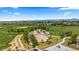 Aerial view of the park, with playground and basketball courts surrounded by greenery and walking trails at 265 Calhoun Cir, Castle Rock, CO 80104