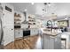 Open-concept kitchen boasts ample countertop space, modern appliances, and stylish backsplash at 484 N Jamestown Way, Aurora, CO 80018