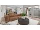 Open-concept living room showcases seamless flow to kitchen, modern furnishings, and large windows for natural light at 15525 W La Salle Ave, Lakewood, CO 80228