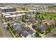 A beautiful aerial view of a modern residential community, complete with solar panels and a park at 3644 Wabash St, Denver, CO 80238