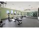 Bright gym features modern fitness equipment, large mirror, and ample natural light through large windows at 420 E Fremont Pl # 309, Centennial, CO 80122