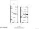 Upstairs/downstairs floor plan for home showing layout with living room, kitchen, primary bedroom and bath, and bedrooms at 1150 Inca St # 43, Denver, CO 80204