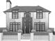 Architectural sketch of a two-story brick home with black framed windows and a manicured front yard at 1193 S York St, Denver, CO 80210
