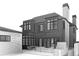Architectural sketch showing the backyard living space of the two-story home at 1193 S York St, Denver, CO 80210