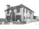 Architectural sketch of the two-story home showing side yard and black framed windows at 1193 S York St, Denver, CO 80210