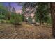 Charming grey home exterior surrounded by lush trees and a colorful sunset at 10142 S Turkey Creek Rd, Morrison, CO 80465