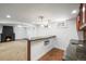 Finished basement bar with granite countertops and a fireplace at 150 Harrison St, Denver, CO 80206