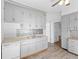 Kitchen with white cabinets, stainless steel sink, and neutral countertops at 1561 Newton St, Denver, CO 80204