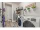 Bright laundry room with modern washer and dryer, plus storage at 12513 Shore Point St, Firestone, CO 80504
