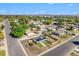 Wide aerial shot of a quiet neighborhood, showcasing well-maintained homes, tree-lined streets, and a peaceful setting at 7450 Granada Rd, Denver, CO 80221