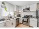 Bright, modern kitchen featuring white subway tiles, stainless steel appliances, and contemporary fixtures at 7450 Granada Rd, Denver, CO 80221
