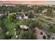 Expansive aerial view showcasing the home, pool, golf green, pond and lush landscaping on the property at 10145 Meadow Run, Parker, CO 80134