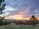 Scenic backyard view with a trampoline and serene sunset at 10554 Tanglewood Rd, Franktown, CO 80116
