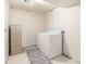 A practical laundry room is equipped with a washer, dryer, and storage shelves at 7768 Xavier Ct, Westminster, CO 80030