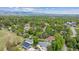 An aerial view of the neighborhood displaying its mature trees and residential homes at 2225 Linda Vista Dr, Lakewood, CO 80215