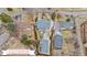 Aerial view of home showcasing the lot and the detached 6-car garage with additional office and shop space at 2225 Linda Vista Dr, Lakewood, CO 80215