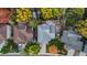 Aerial view of the neighborhood showing the property, landscaping, and surrounding houses at 6512 S Taft Way, Littleton, CO 80127