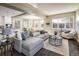 Open-concept living room with large sectional sofa, hardwood floors, and natural light at 722 Hutchinson St, Louisville, CO 80027