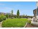 Landscaped backyard with a well-manicured lawn and a privacy fence, perfect for outdoor living at 9140 Moondance Dr, Littleton, CO 80125
