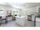 Updated kitchen boasting stainless steel appliances, white cabinets, an island and skylight, offering a modern design at 5041 S Julian St, Englewood, CO 80110