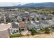 Aerial view showcasing a community with mountain views and well-maintained homes at 16470 Mountain Flax Dr, Monument, CO 80132