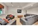 Cozy basement features theater, comfortable seating, and ambient lighting for the ideal home cinema at 24965 E Roxbury Pl, Aurora, CO 80016