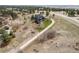 Overhead view of a home with circular driveway, professional landscaping, and a well-maintained lawn at 5602 Silver Bluff Ct, Parker, CO 80134