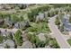 Overhead view of a serene neighborhood featuring lush greenery, well-maintained lawns, and charming residential streets at 16158 Whitestone Dr, Parker, CO 80134