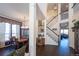 Elegant dining room with hardwood floors, chandelier, and large window provides ample light at 3259 W 111Th Drive, Westminster, CO 80031