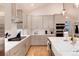 Bright kitchen featuring gray cabinets, stainless steel appliances, a double oven, and hardwood floors at 4711 S Logan St, Englewood, CO 80113