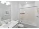 The bathroom has an undermount sink and a tub and shower combination at 13408 Wabash St, Thornton, CO 80602