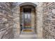 Ornate front door with stone surround and elegant design at 2636 Trailblazer Way, Castle Rock, CO 80109