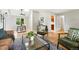 Open-concept living area with hardwood floors, skylights, and modern décor at 5436 E Atlantic Pl, Denver, CO 80222