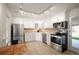 Modern kitchen with stainless steel appliances, white cabinetry and great lighting at 4731 S Acoma St, Englewood, CO 80110